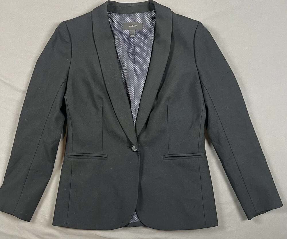 J. Crew Italian Stretch Wool Parke One Button Blazer Size 4 Black